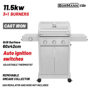 Bormann Elite BBQ7031 Ψησταριά Υγραερίου Legend 3+1 Εστιών με Μαντεμένια Σχάρα Luxury Type 084211
